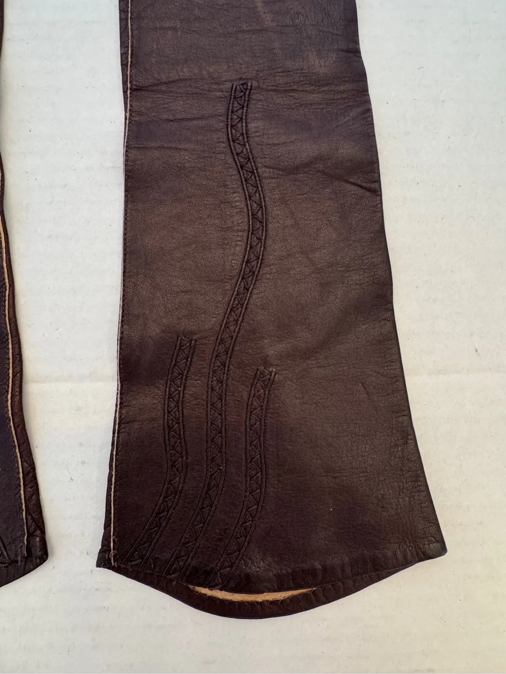 Vintage Bambe Brown Leather Opera Gloves Long Made in Italy Size 7.5 Women